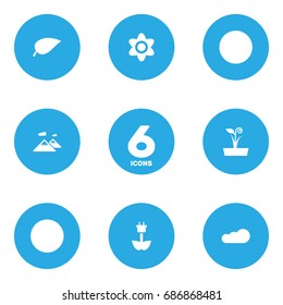 Set Of 6 Ecology Icons Set.Collection Of Green Power, Foliage, Bloom And Other Elements.