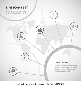 Set Of 6 Editable Cleanup Outline Icons. Includes Symbols Such As Spray, Hand Wash, Pressboard. Can Be Used For Web, Mobile, UI And Infographic Design.