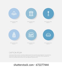 Set Of 6 Editable Cook Icons. Includes Symbols Such As Boiler, Silverware, Mixer And More. Can Be Used For Web, Mobile, UI And Infographic Design.