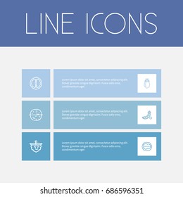 Set Of 6 Editable Cooking Outline Icons. Includes Symbols Such As Amusing Raspberry, Peas, Blackberry And More. Can Be Used For Web, Mobile, UI And Infographic Design.
