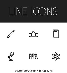 Set Of 6 Editable Education Icons. Includes Symbols Such As School, Checklist, Pencil And More. Can Be Used For Web, Mobile, UI And Infographic Design.