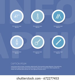 Set Of 6 Editable Equipment Icons. Includes Symbols Such As Rotating Bit, Handcart, Hook. Can Be Used For Web, Mobile, UI And Infographic Design.