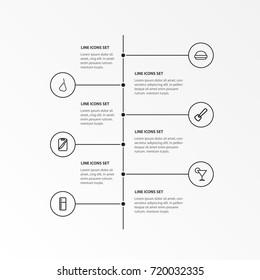 Set Of 6 Editable Food Outline Icons. Includes Symbols Such As Refrigerator, Punchbag, Drink And More. Can Be Used For Web, Mobile, UI And Infographic Design.