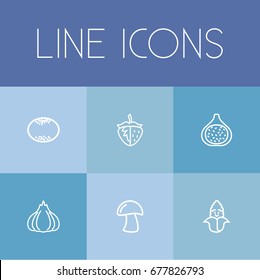 Set Of 6 Editable Kitchenware Icons. Includes Symbols Such As Fig, Grapefruit, Berry And More. Can Be Used For Web, Mobile, UI And Infographic Design.