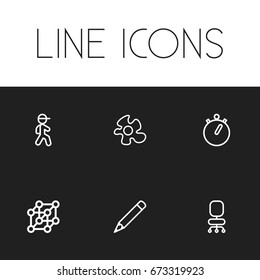 Set Of 6 Editable Science Icons. Includes Symbols Such As Food, Pupil, Pencil And More. Can Be Used For Web, Mobile, UI And Infographic Design.