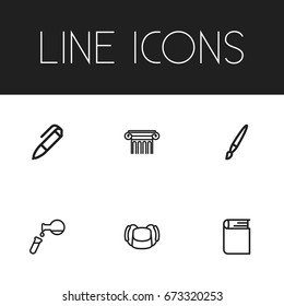 Set Of 6 Editable Science Icons. Includes Symbols Such As Test, Pen, Fetlock And More. Can Be Used For Web, Mobile, UI And Infographic Design.
