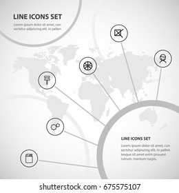 Set Of 6 Editable Science Icons. Includes Symbols Such As Sport, Mark, Encyclopedia And More. Can Be Used For Web, Mobile, UI And Infographic Design.