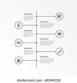 Set Of 6 Editable Teach Outline Icons. Includes Symbols Such As Straightedge, Schoolgirl, Mark And More. Can Be Used For Web, Mobile, UI And Infographic Design.