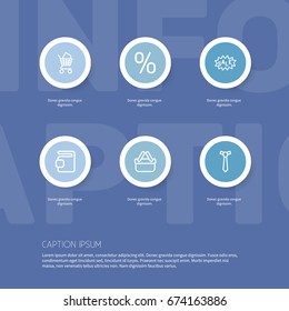 Set Of 6 Editable Trade Icons. Includes Symbols Such As Wallet, Sale Label, Percent And More. Can Be Used For Web, Mobile, UI And Infographic Design.