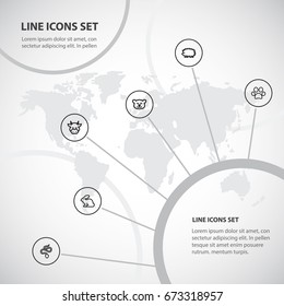 Set Of 6 Editable Zoo Icons. Includes Symbols Such As Hare, Cattle, Puma And More. Can Be Used For Web, Mobile, UI And Infographic Design.