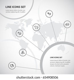 Set Of 6 Editable Zoology Icons. Includes Symbols Such As Bird Trace, Buffalo, Bumblebee And More. Can Be Used For Web, Mobile, UI And Infographic Design.