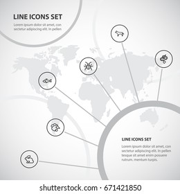 Set Of 6 Editable Zoology Icons. Includes Symbols Such As Predator, Canine, Snake And More. Can Be Used For Web, Mobile, UI And Infographic Design.