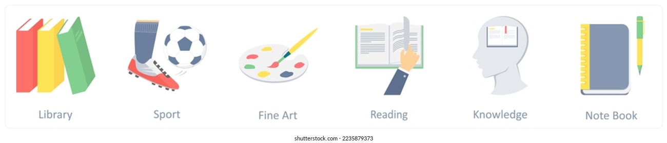 A set of 6 education icons such as graduate girl, smart solution
