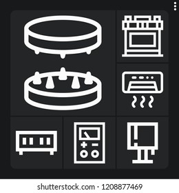 Set of 6 electric outline icons such as voltage, grinder, car battery, air conditioner, lamp