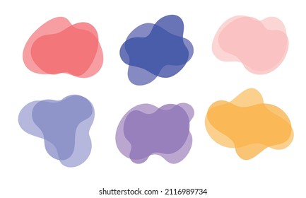 A set of 6 elements of modern design, liquid forms and waves, colorful illustrations for posters, banners, magazines. Vector design.