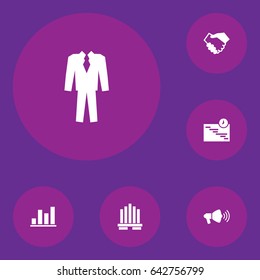 Set Of 6 Employment Icons Set.Collection Of Diagram, Graph, Partnership And Other Elements.