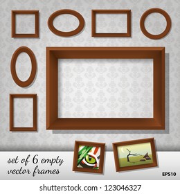 set of 6 empty vector frames