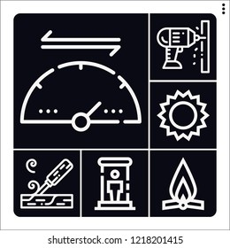 Set of 6 energy outline icons such as circular, drill, sun, teletransportation, speed
