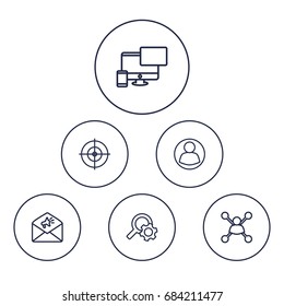 Set Of 6 Engine Outline Icons Set.Collection Of Item Identifier, Keywords, Guest And Other Elements.