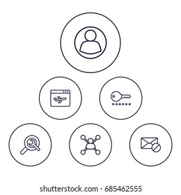Set Of 6 Engine Outline Icons Set.Collection Of Home, Choice, Guest And Other Elements.