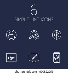 Set Of 6 Engine Outline Icons Set.Collection Of Marketing, Keywords, Guest And Other Elements.