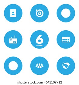 Set Of 6 Enterprise Icons Set.Collection Of Goal, Data, Partnership And Other Elements.
