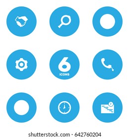 Set Of 6 Enterprise Icons Set.Collection Of Graph, Mechanism, Telephone And Other Elements.