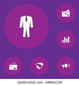 Set Of 6 Enterprise Icons Set.Collection Of Diagram, Message, Speaker And Other Elements.