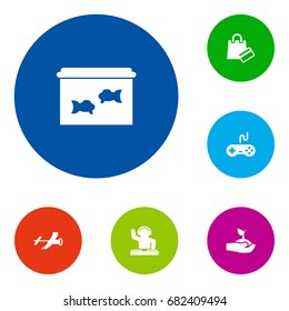 Set Of 6 Entertainment Icons Set.Collection Of Plant, Disco, Joystick And Other Elements.