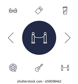 Set Of 6 Entertainment Outline Icons Set.Collection Of Film Role, Ticket, Barrier Rope And Other Elements.