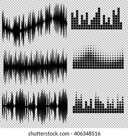 set 6 Equalizer icons web on plaid background.