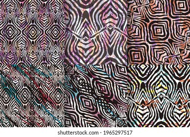 Conjunto de 6 patrones étnicos sin fisuras. Fondo geométrico tribal. Ilustración vectorial.