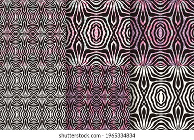 Conjunto de 6 patrones étnicos sin fisuras. Fondo geométrico tribal. Ilustración vectorial.