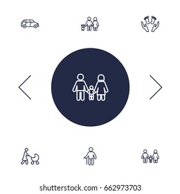 Set Of 6 Family Outline Icons Set.Collection Of Lovers, Family, Grandfather Elements.