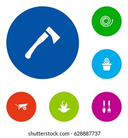 Set Of 6 Farm Icons Set.Collection Of Flowerpot, Wheelbarrow, Plant And Other Elements.