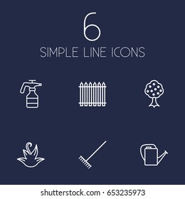 Set Of 6 Farm Outline Icons Set.Collection Of Atomizer, Herb, Harrow And Other Elements.