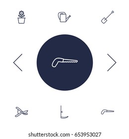 Set Of 6 Farm Outline Icons Set.Collection Of Bailer, Spade, Secateurs And Other Elements.