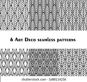 Set of 6 fish scale art deco style patterns. Retro style ornaments suitable for textile, wrapping paper, tiles and backgrounds.