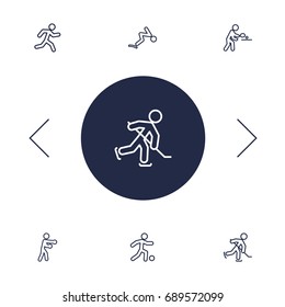 Set Of 6 Fitness Outline Icons Set.Collection Of Swimming, Puck, Soccer And Other Elements.