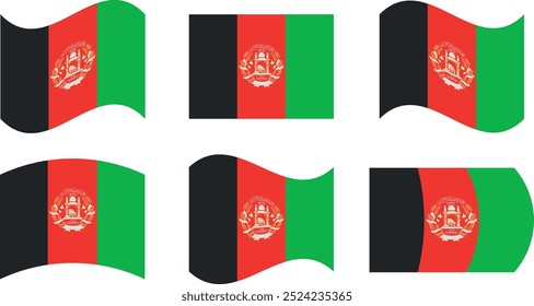 Set of 6 flags of afghanistan