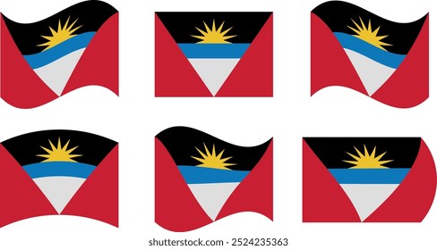 Conjunto de 6 bandeiras de antígua e barbuda