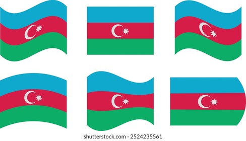 Set of 6 flags of azerbaijan