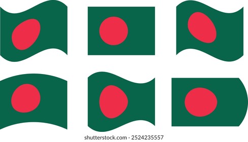 Set of 6 flags of bangladesh