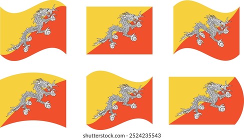 Set of 6 flags of bhutan