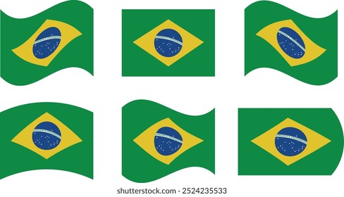 Set of 6 flags of brazil