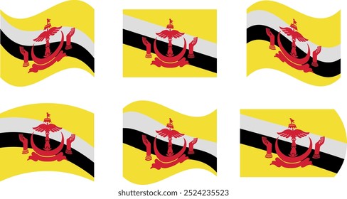 Set of 6 flags of brunei