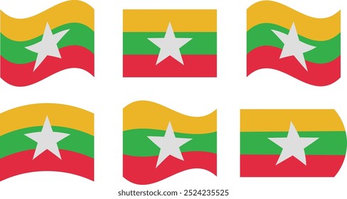 Satz von 6 Flaggen von burma