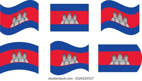 Conjunto de 6 bandeiras do camboja
