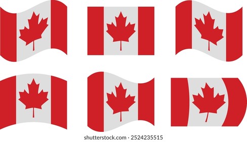 Set of 6 flags of canada