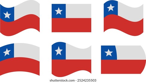 Conjunto de 6 bandeiras do chile